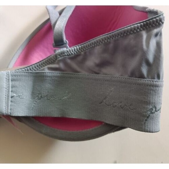 Victoria's Secret PINK Bra Sz 32 D Blue Lightly Lined Wear Everywhere Logo Band - Picture 5 of 8